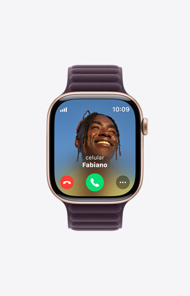 Um Apple Watch Series 10 recebendo uma chamada.