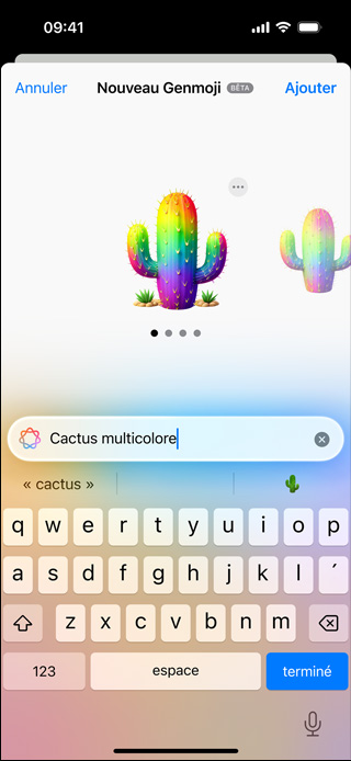 Écran affichant un Genmoji