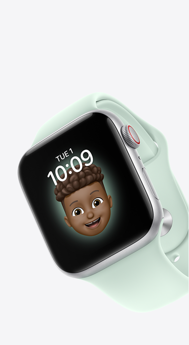 Illustration of two childrens' hands. Each is wearing an Apple Watch SE.