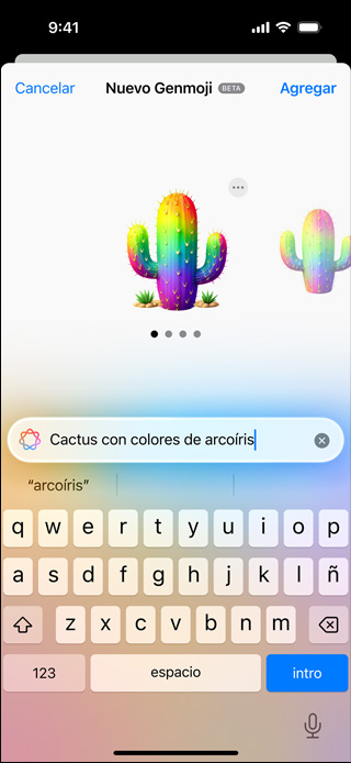 Pantalla que muestra un Genmoji