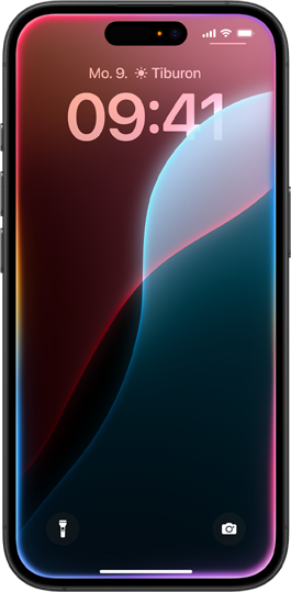 Mehrere iPhone Geräte bewegen sich von links nach rechts und zeigen verschiedene Apple Intelligence Features auf dem Display.