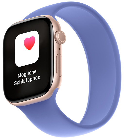 Die Mitteilung „Mögliche Schlafapnoe“ erscheint auf einer Apple Watch Series 10.