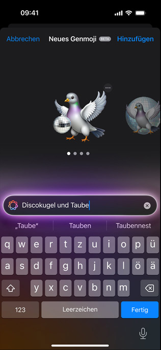 Screen showing a Genmoji
