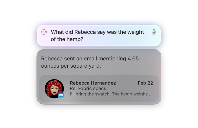 Un’interazione con Siri che dimostra come tiene conto delle informazioni sul dispositivo per offrire un aiuto su misura.