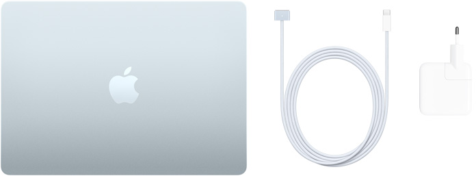 MacBook Air 13 ιντσών, καλώδιο USB‑C σε MagSafe 3 και τροφοδοτικό ρεύματος USB‑C 30 W