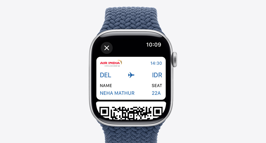 Three Apple Watch Series 10. The first shows Apple Card being used with Apple Pay. The second shows a transit card being used with the Wallet App. The third shows a home key being used through the Wallet app.