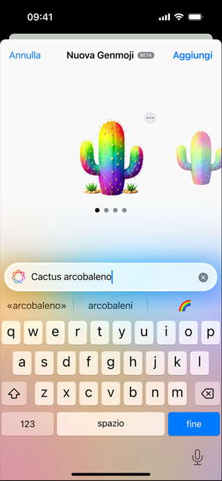 Una schermata che mostra una Genmoji