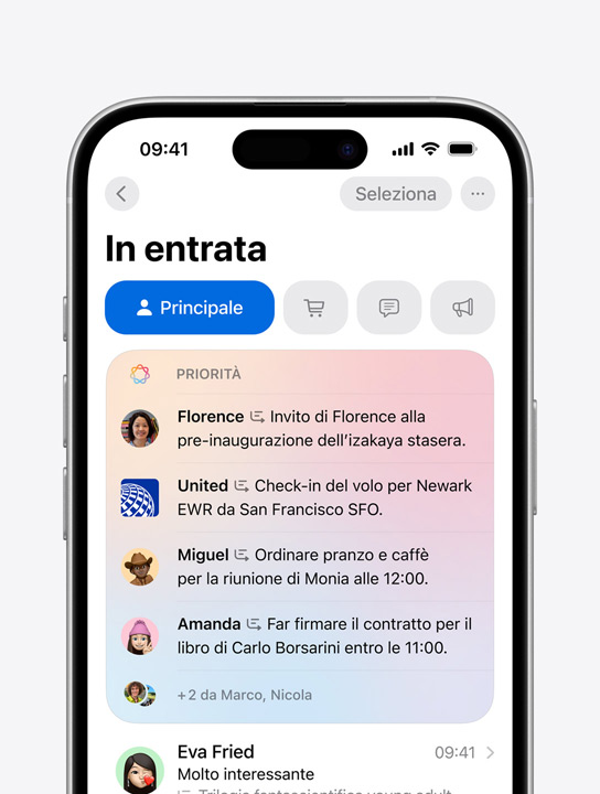 Una schermata che mostra i messaggi con priorità in Mail