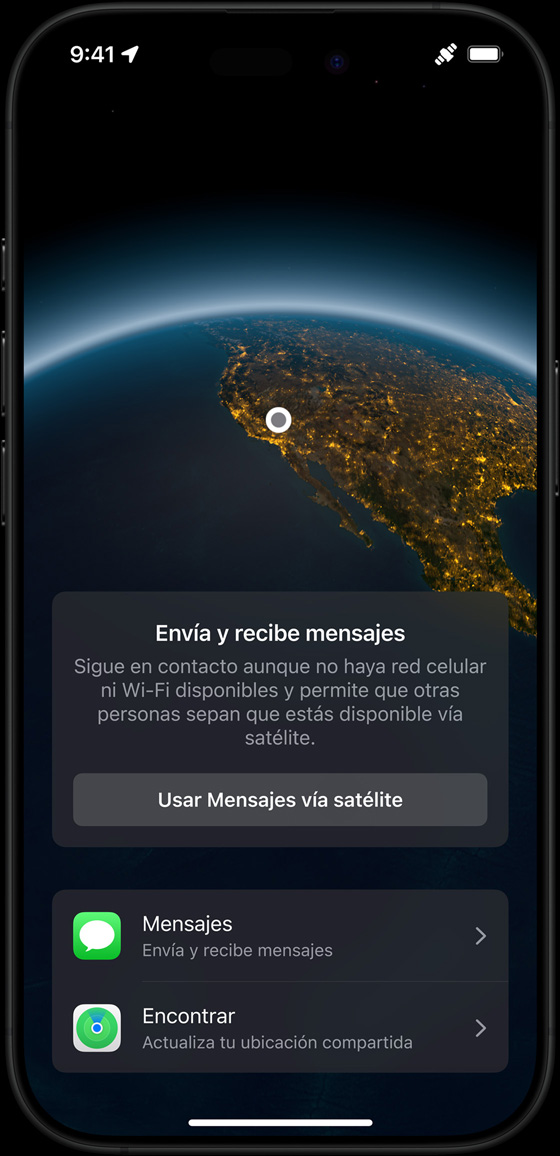 Demostración de mensajes vía satélite en un iPhone 16 Pro con acabado titanio negro