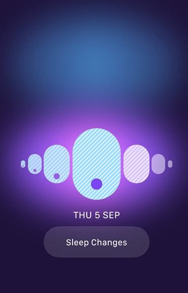 The Cycle Tracking app showing the sleep changes button.