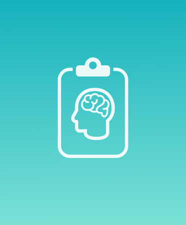 White illustration of human brain on a clipboard