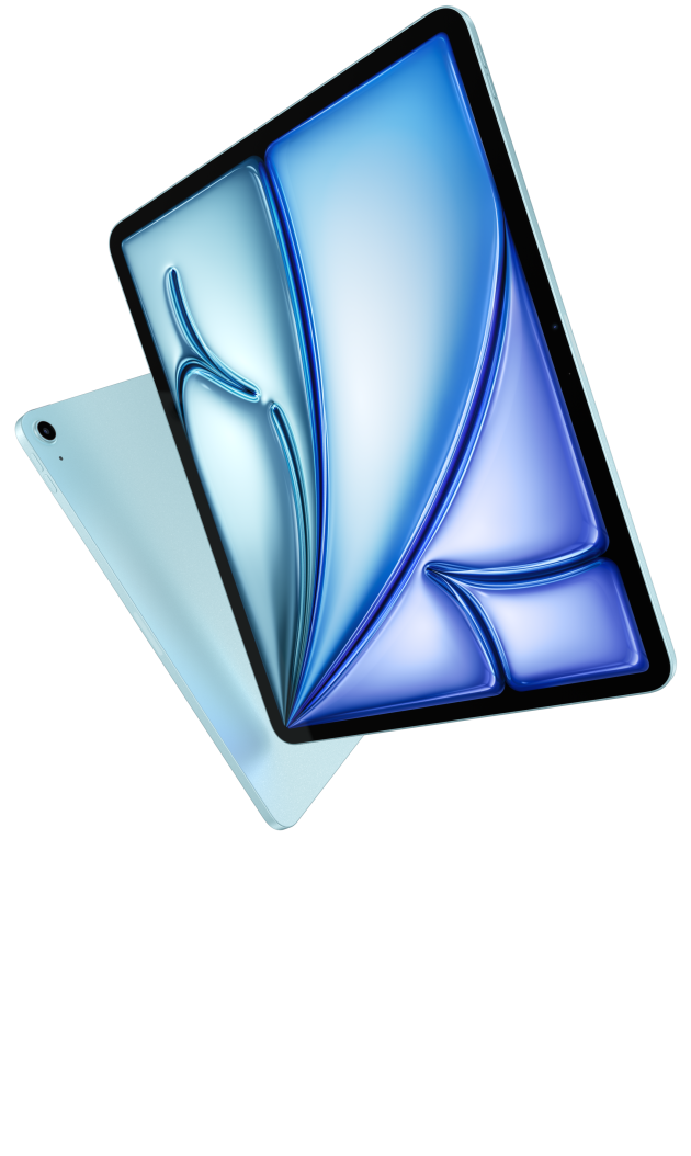 صورة للجزء الأمامي والجزء الخلفي لجهاز iPad Air تعرض تصميمه النحيف
