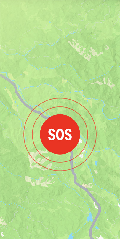 طوارئ SOS أعلى الطريق في خرائط Apple.