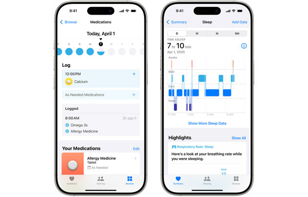 iPhone hiển thị ứng dụng Sức Khỏe Thính Giác.